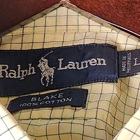 Ralph Lauren Blake Men's Short Sleeve Button Down Shirt Yellow Plaid Size L - Picture 2 of 7